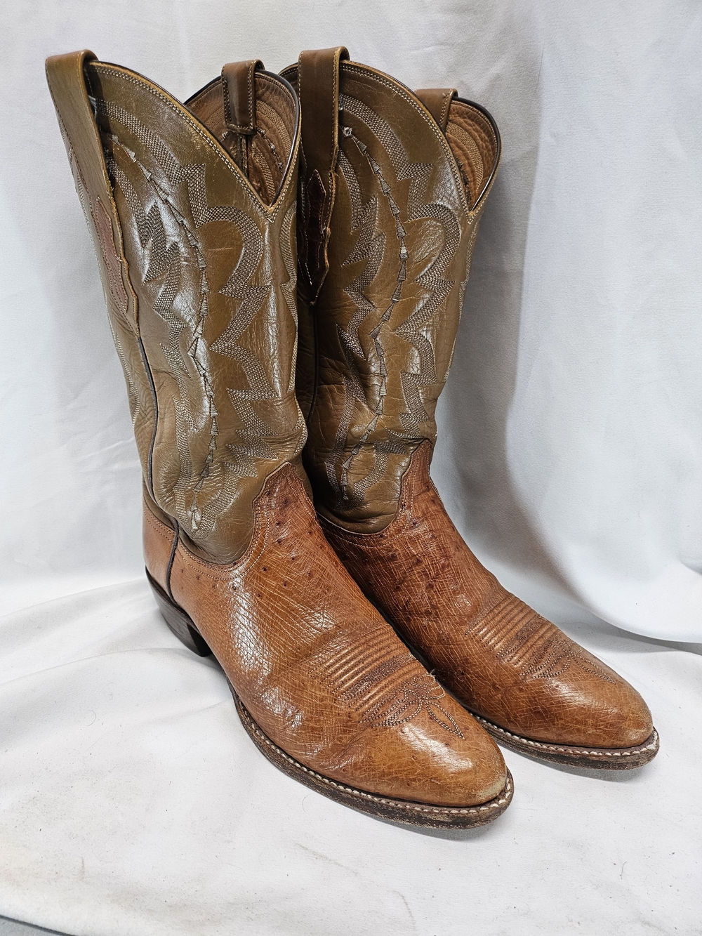 Lucchese Two-Tone Brown Cowboy Boots - Picture 3 of 8